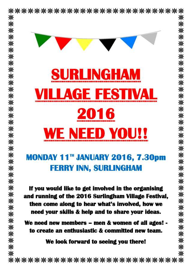 Surlingham Festival Group Poster Jan 2016