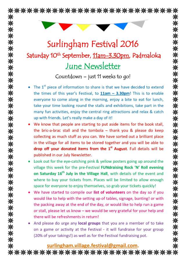 Festival Newsletter June 2016