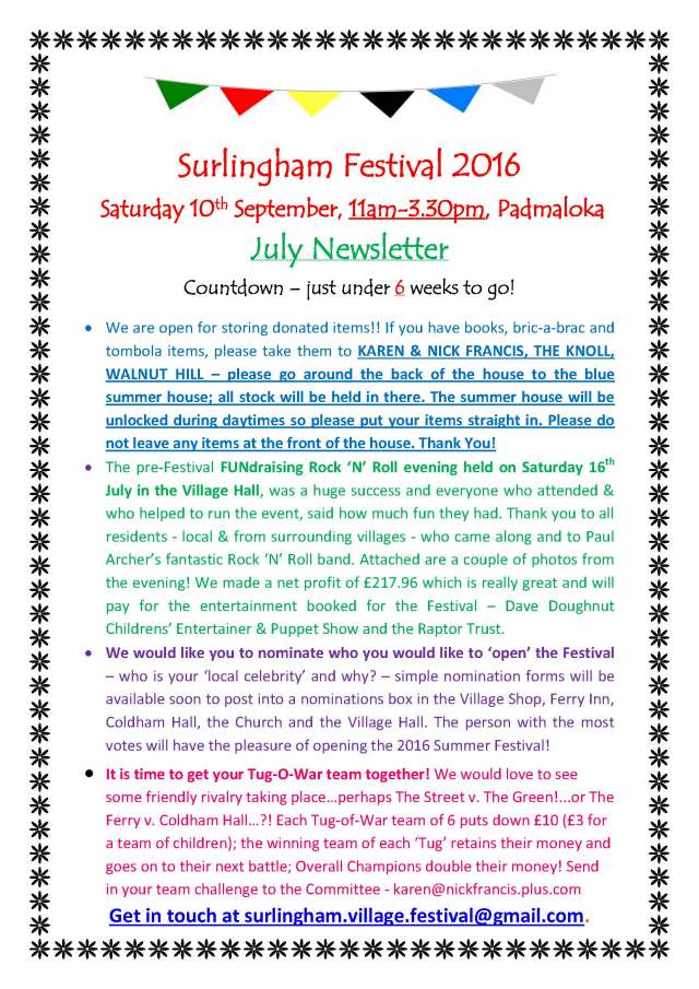 Festival Newsletter July 2016