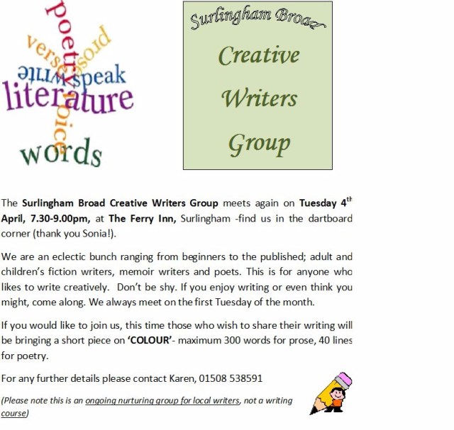 Creative Writers Group meeting April