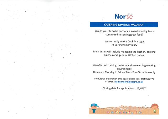 School Cook advert 27 Mar 2017