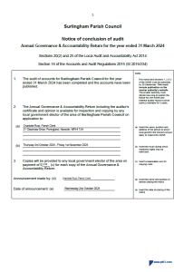Audit Testing Conclusion Sample Notice of conclusion of audit – Surlingham Parish Council | Surlingham